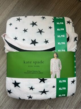 Kate Spade New York 2-Piece Pyjama Set White Black Star Print Size XL New